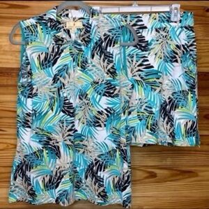 Sport Haley tropical golf tennis skirt skort shirt medium large SET